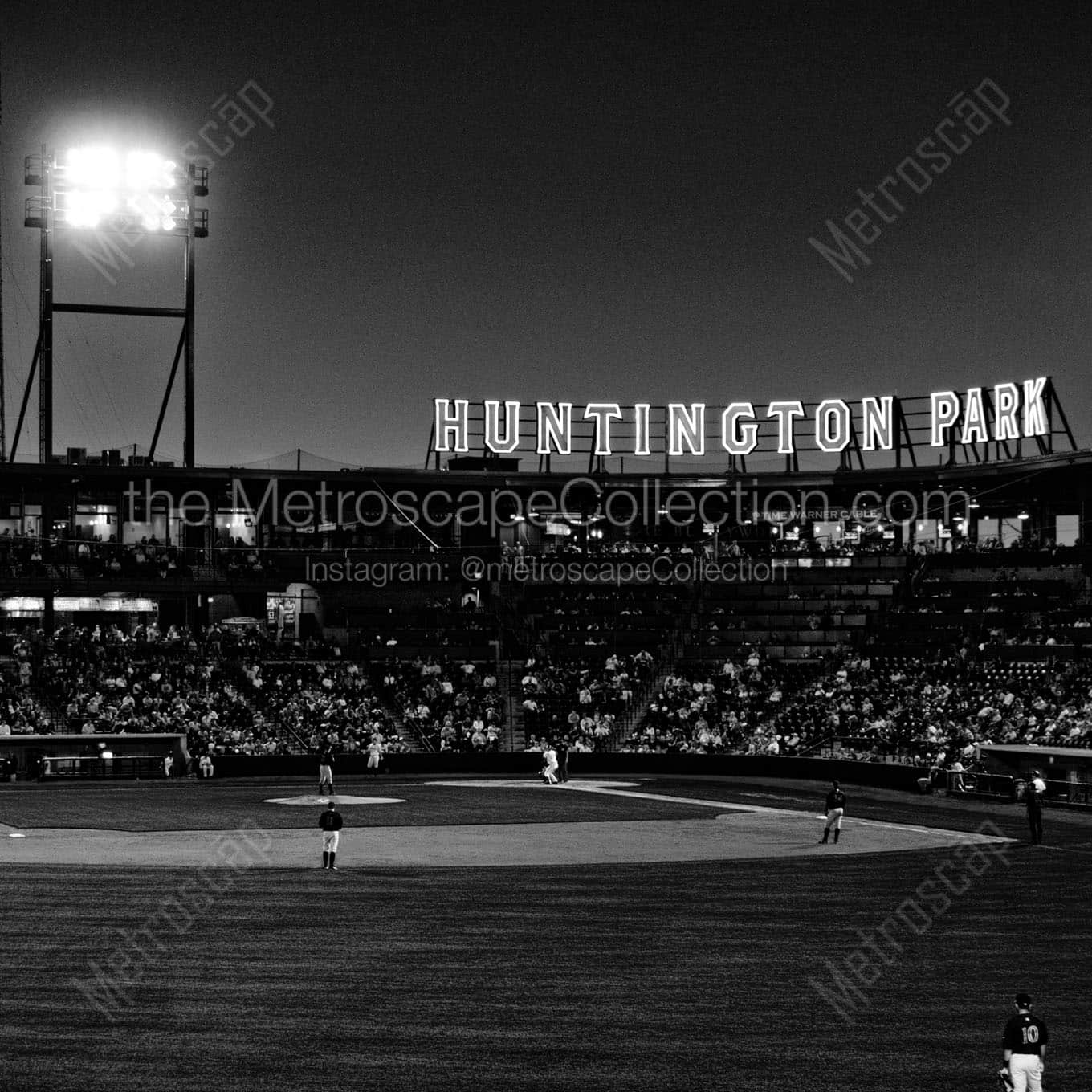 huntington park from left field bleachers Black & White Wall Art