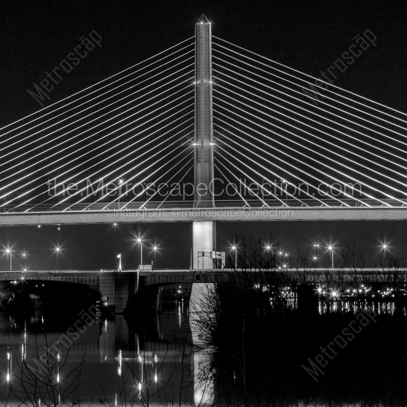 i280 veterans glass city skyway bridge over maumee river Black & White Wall Art