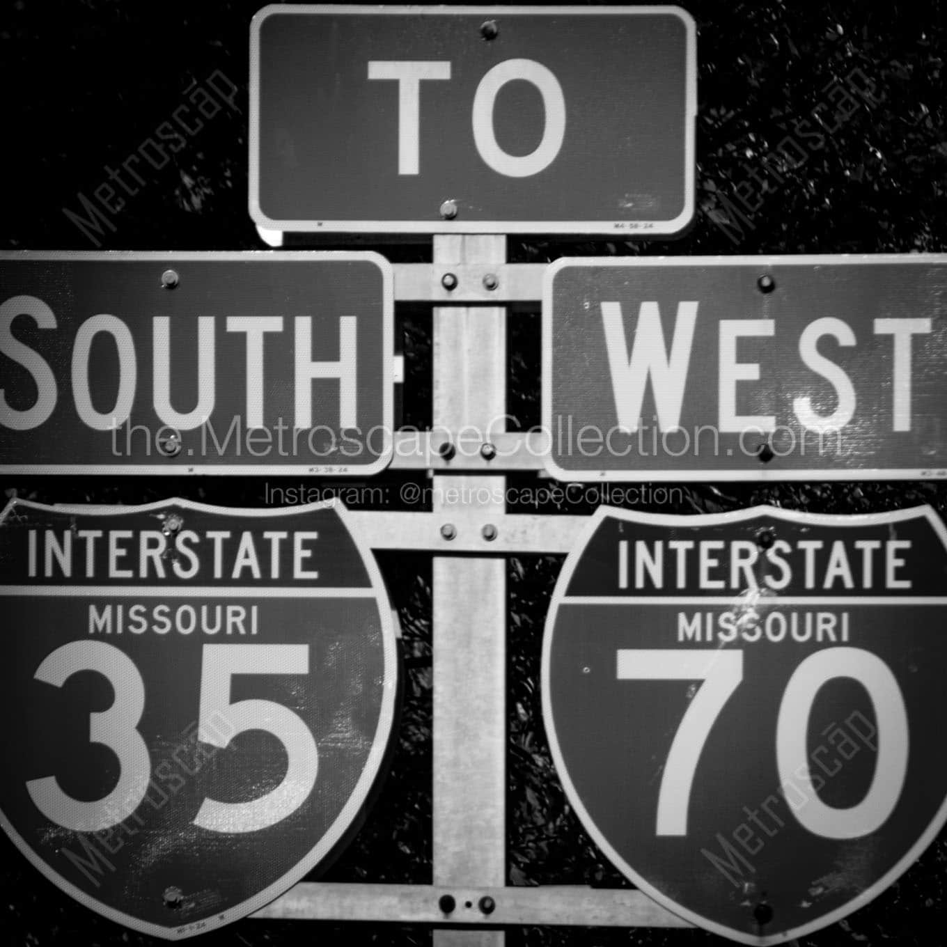 i35 i70 freeway signs Black & White Wall Art