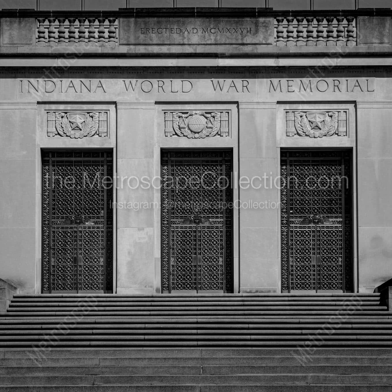 indiana world war memorial Black & White Wall Art