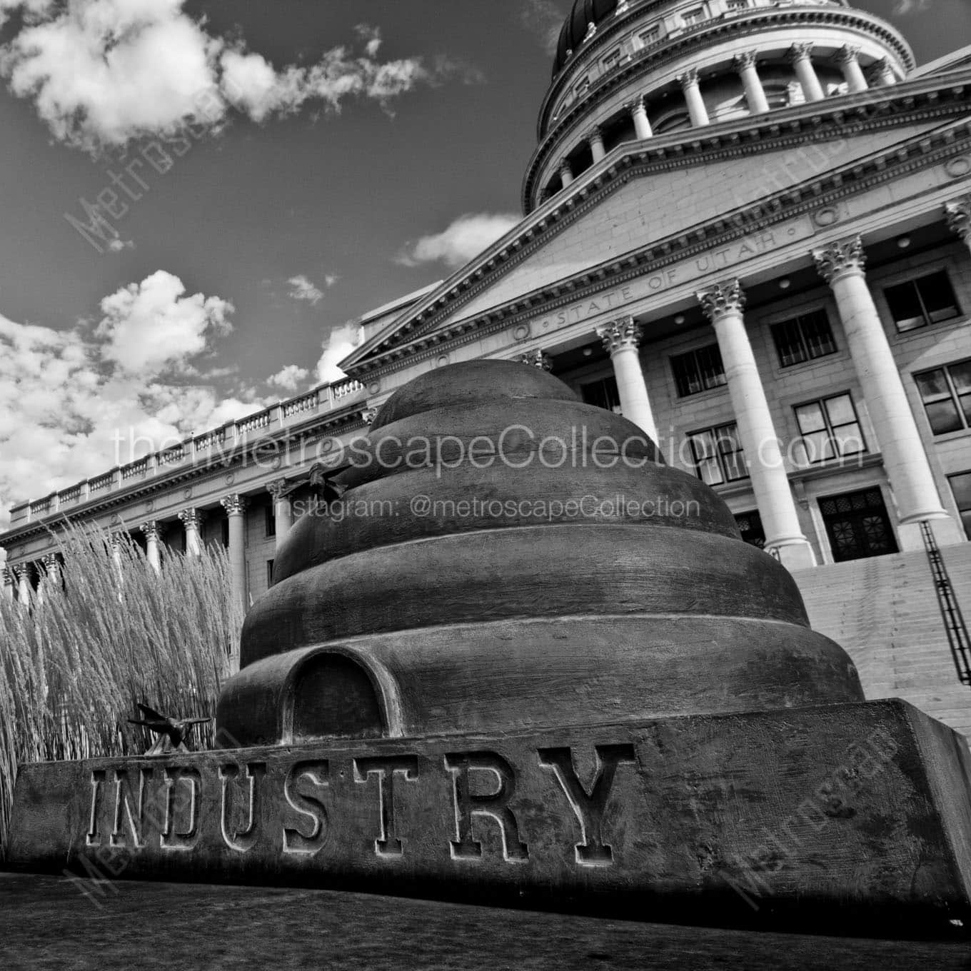 industry beehives utah capitol Black & White Wall Art