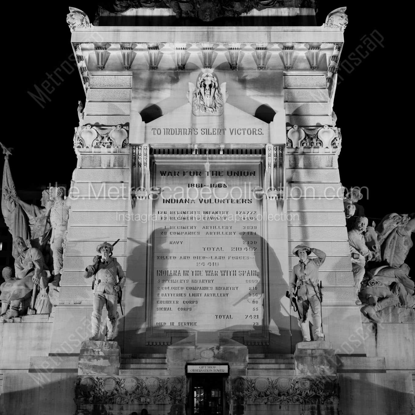indy soldiers sailors monument Black & White Wall Art