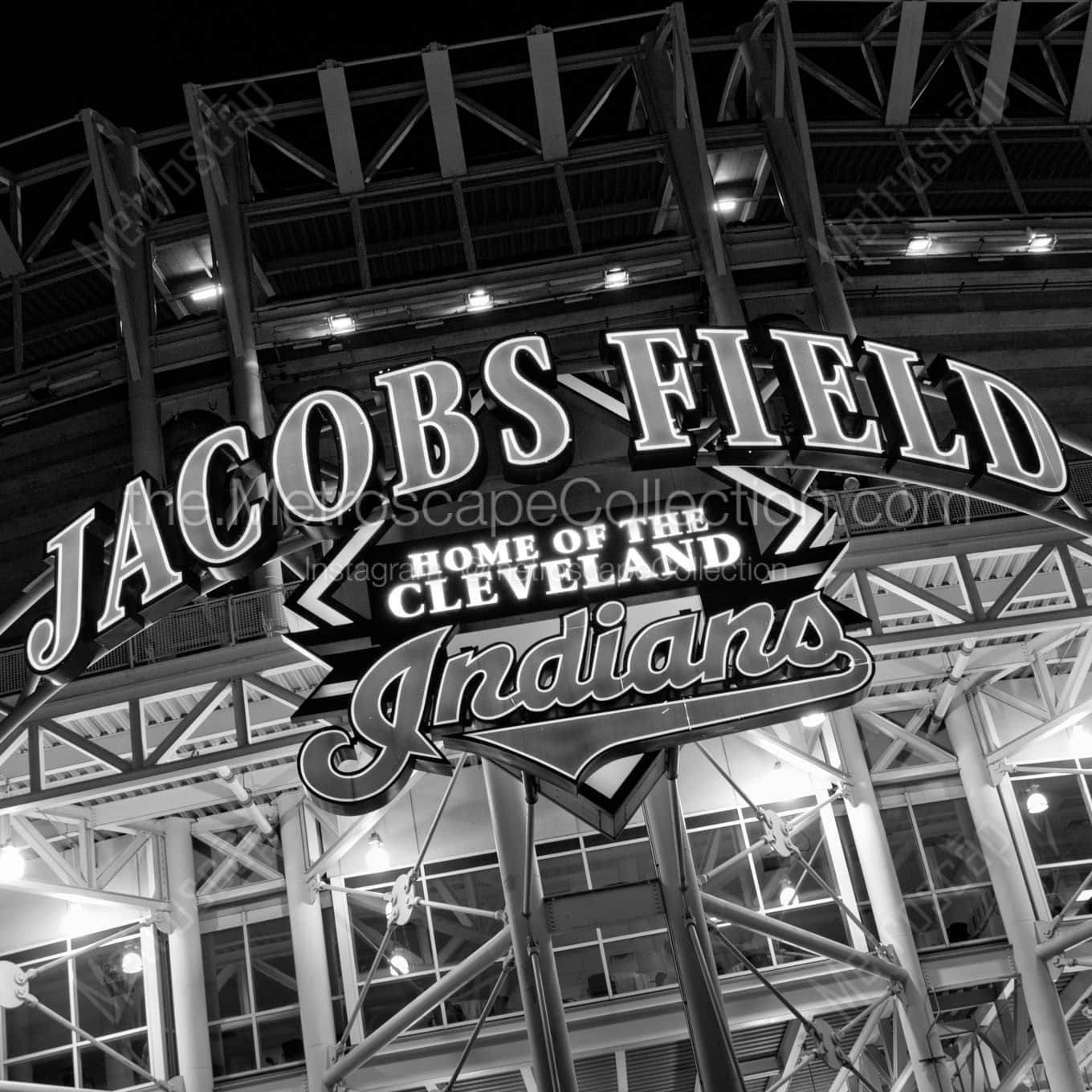 jacobs field sign Black & White Wall Art
