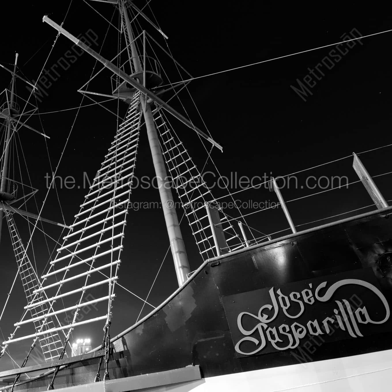 jose gasparilla pirate ship Black & White Wall Art