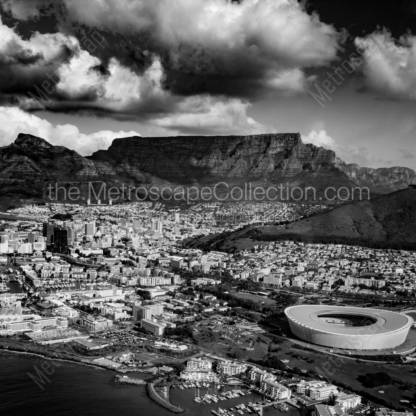 kaapstad stadskom en skyline Black & White Wall Art