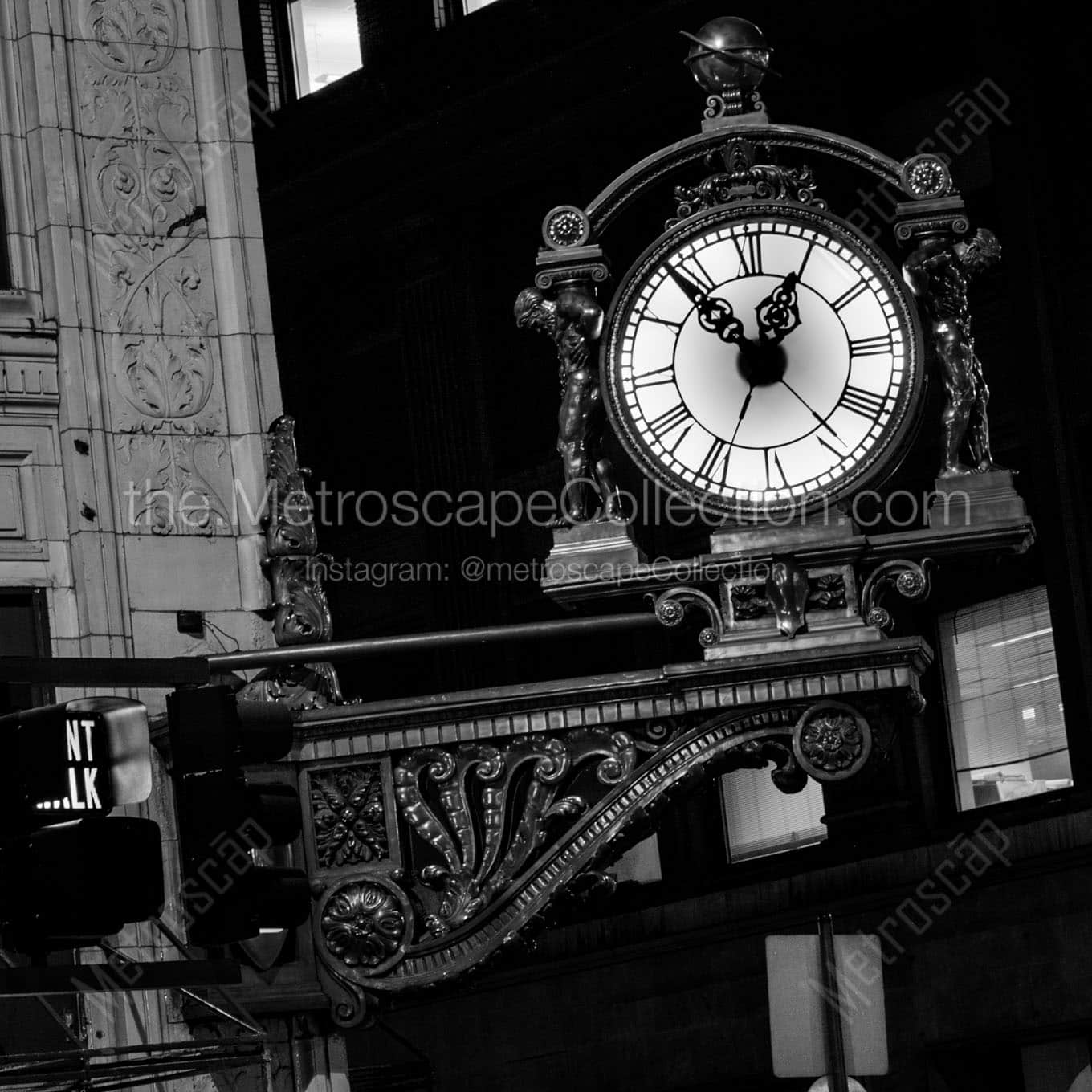 kauffmans clock at night Black & White Wall Art