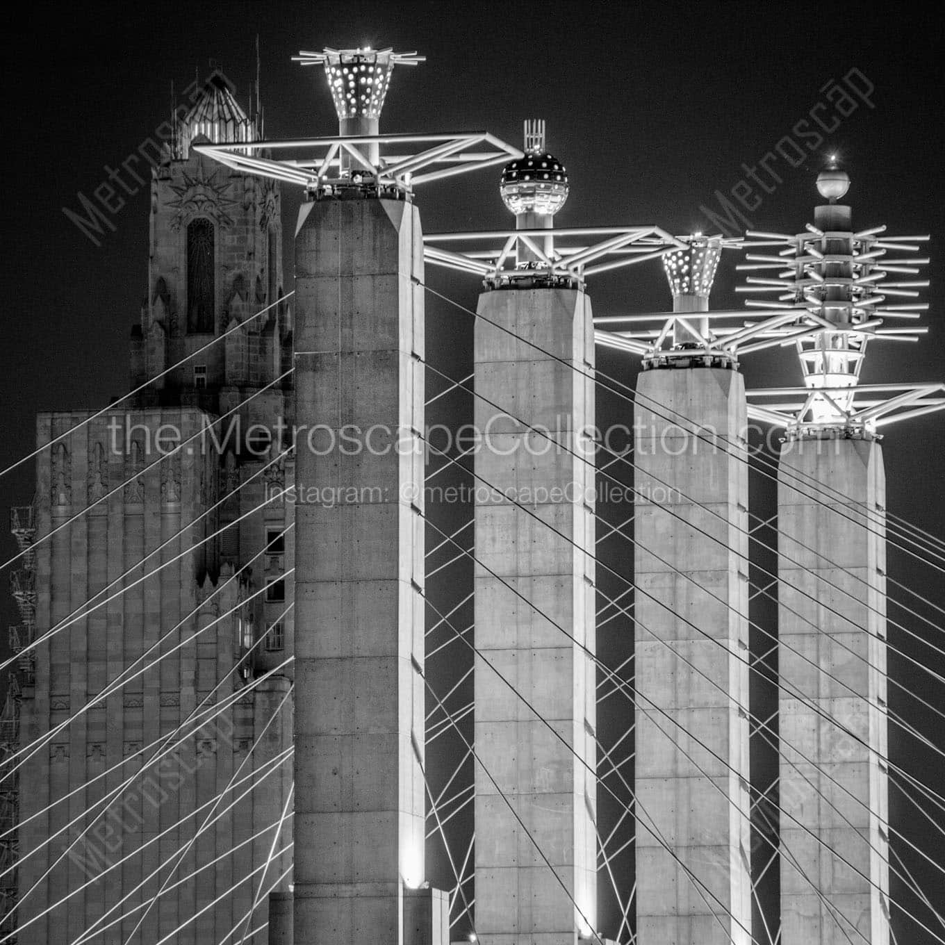 kcpl building bartle hall pylons Black & White Wall Art