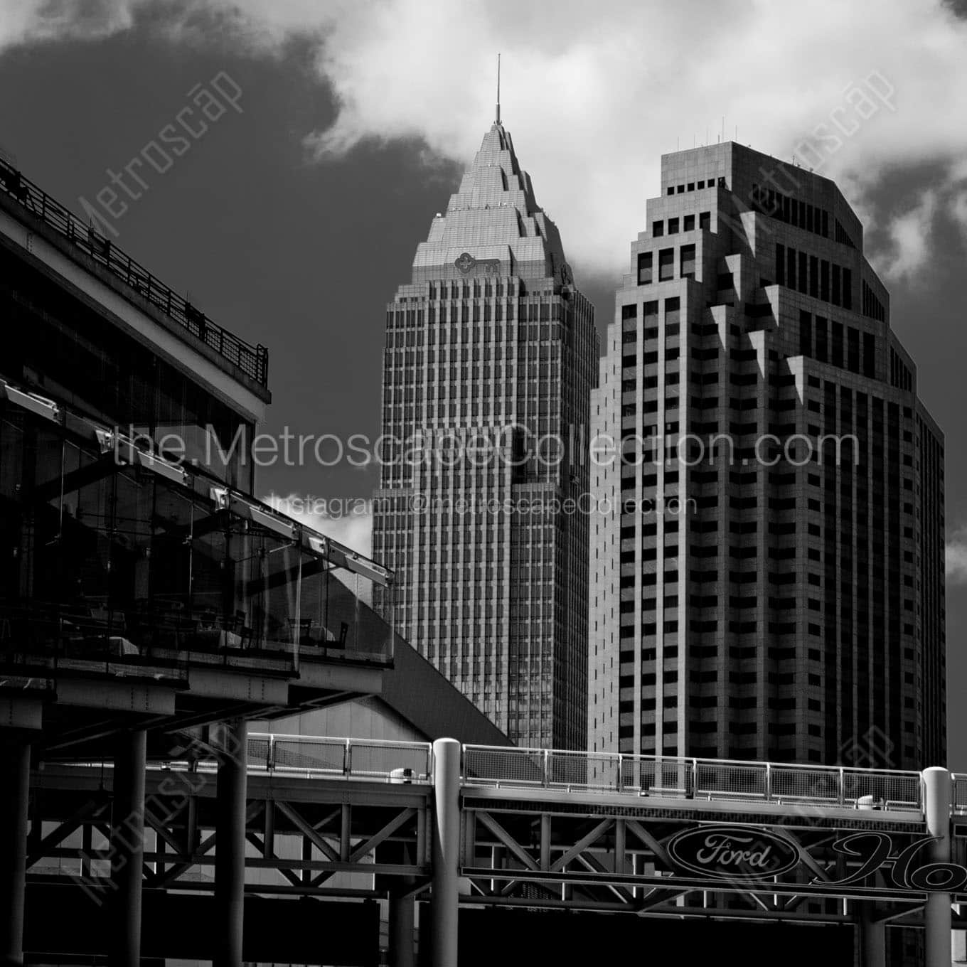 key bank building from jacobs field Black & White Wall Art