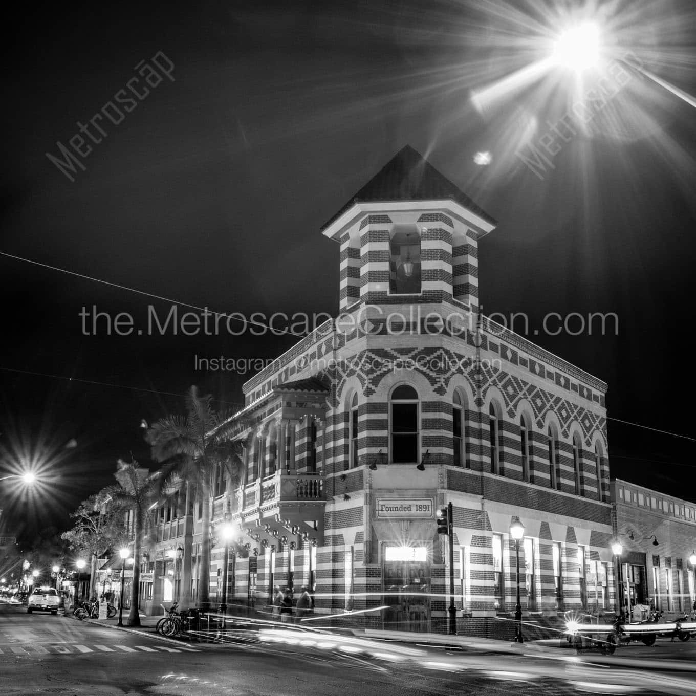 key west founded 1891 Black & White Wall Art