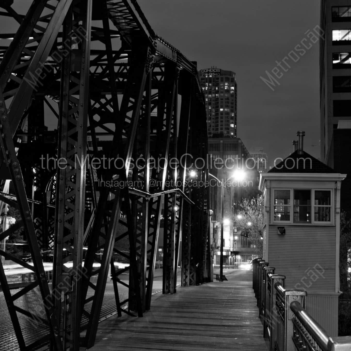 kinzie street bridge Black & White Wall Art