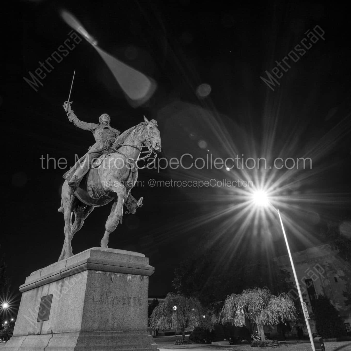 la fayette statue connecticut state capitol building Black & White Wall Art