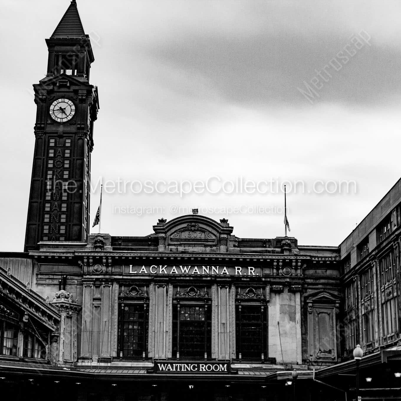 lackawanna rr train station hoboken Black & White Wall Art