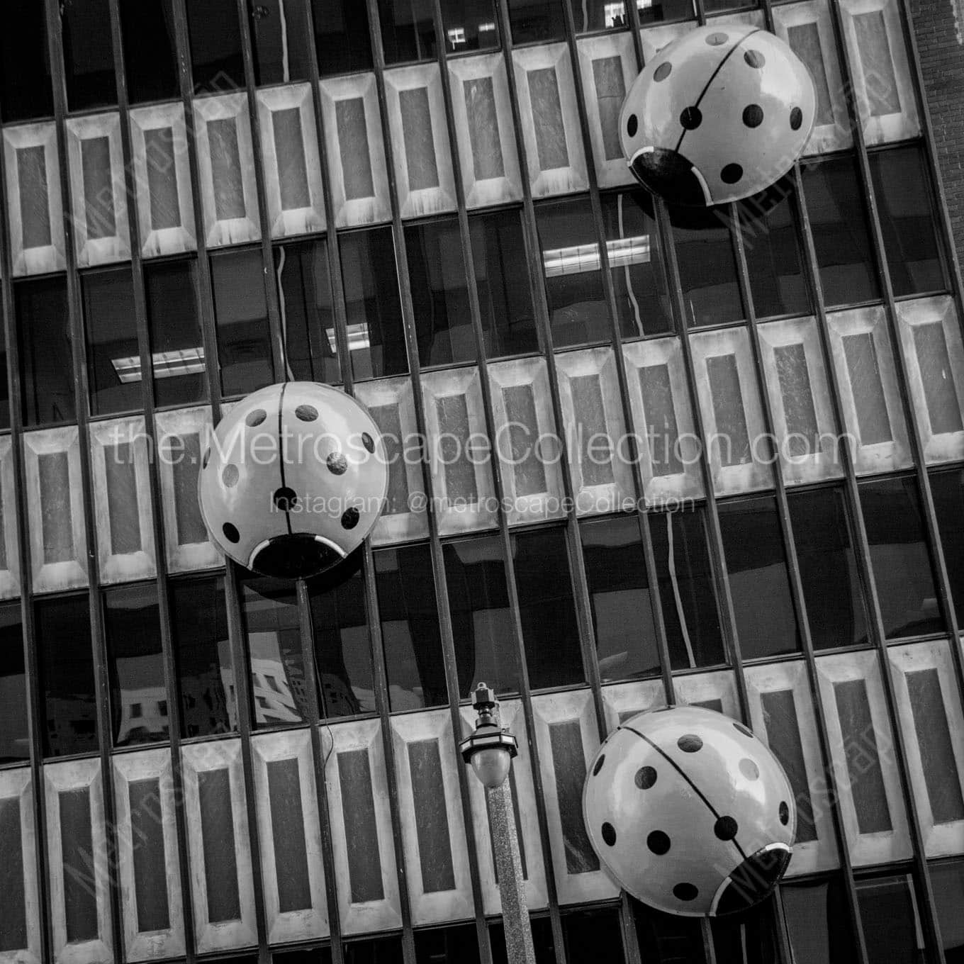 ladybug building downtown milwaukee Black & White Wall Art