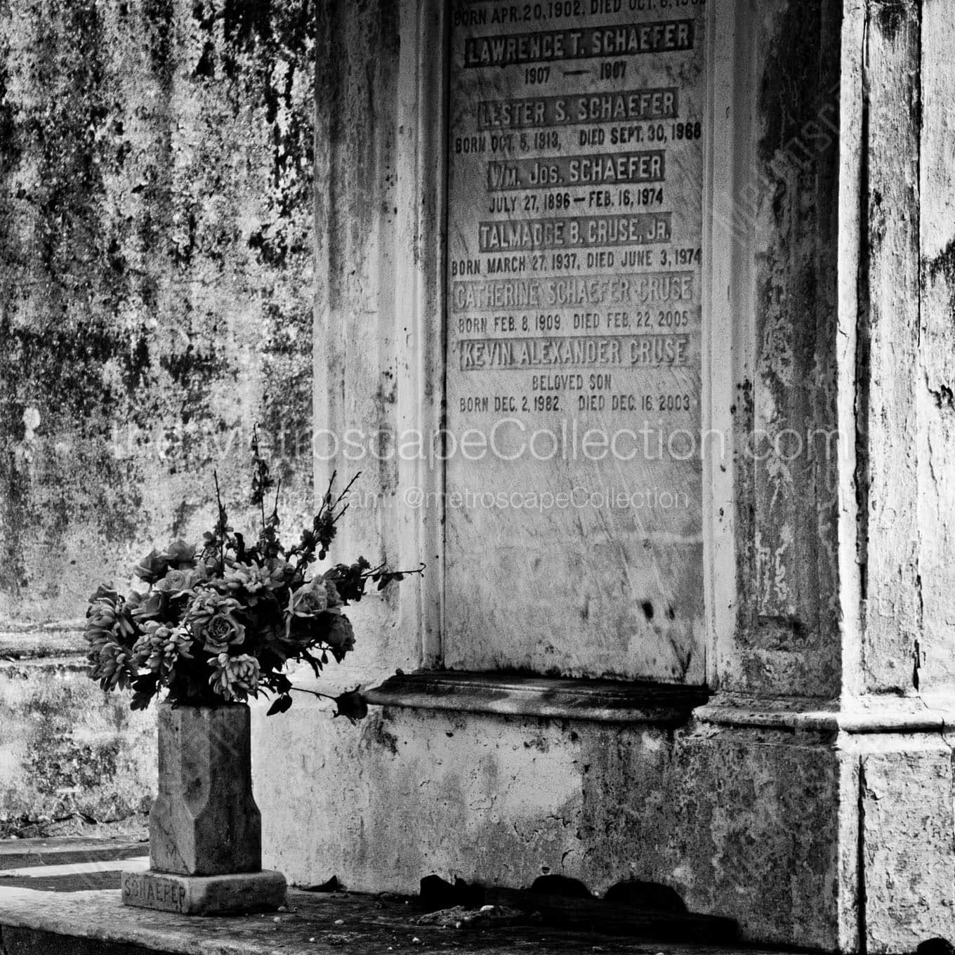 lafayette cemetary mausoleum Black & White Wall Art