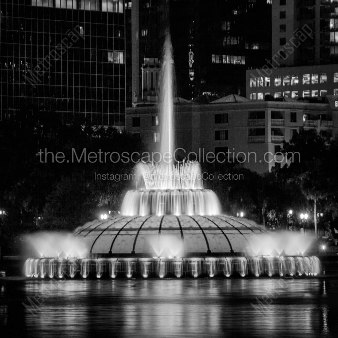 lake eola linton allen fountain Black & White Wall Art