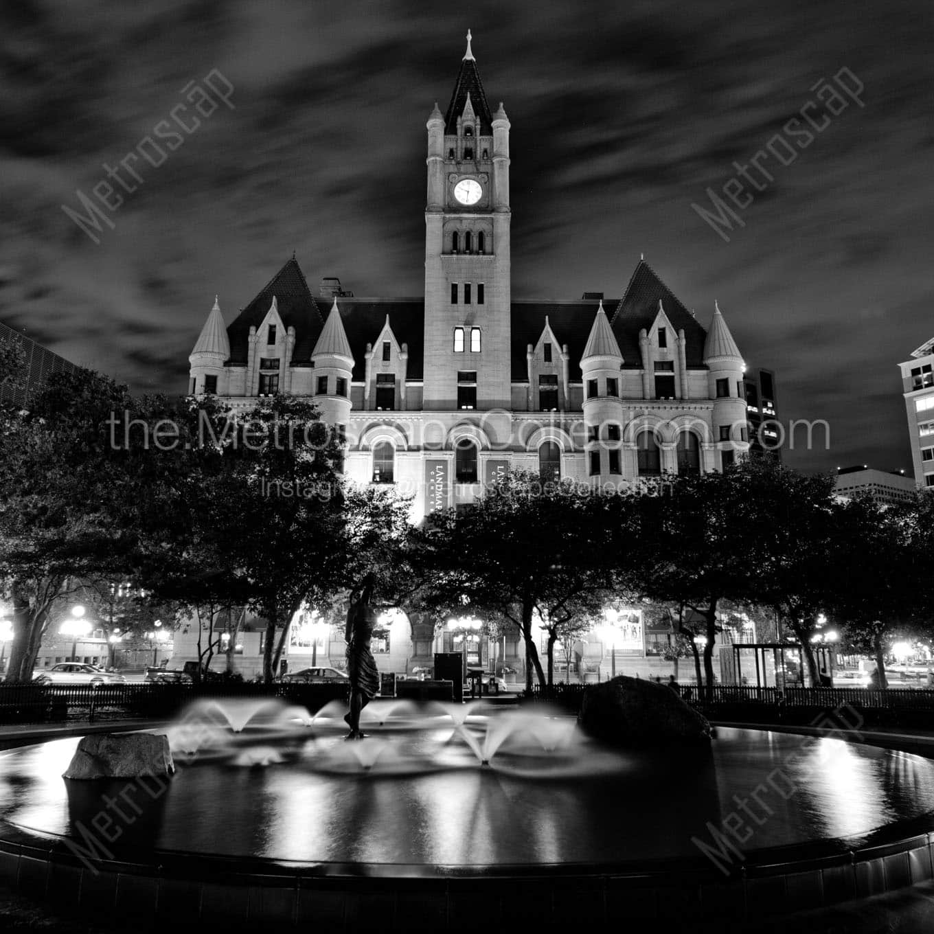 landmark center from rice park Black & White Wall Art