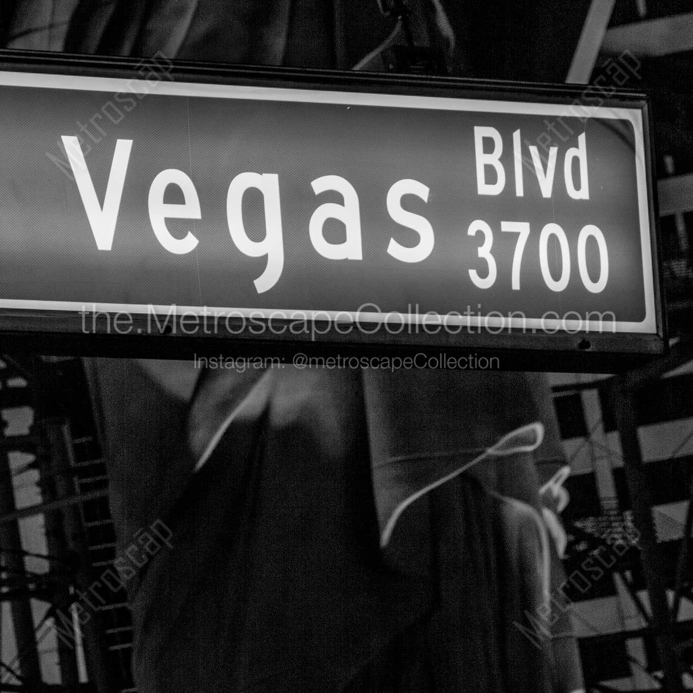 las vegas boulevard street sign Black & White Wall Art