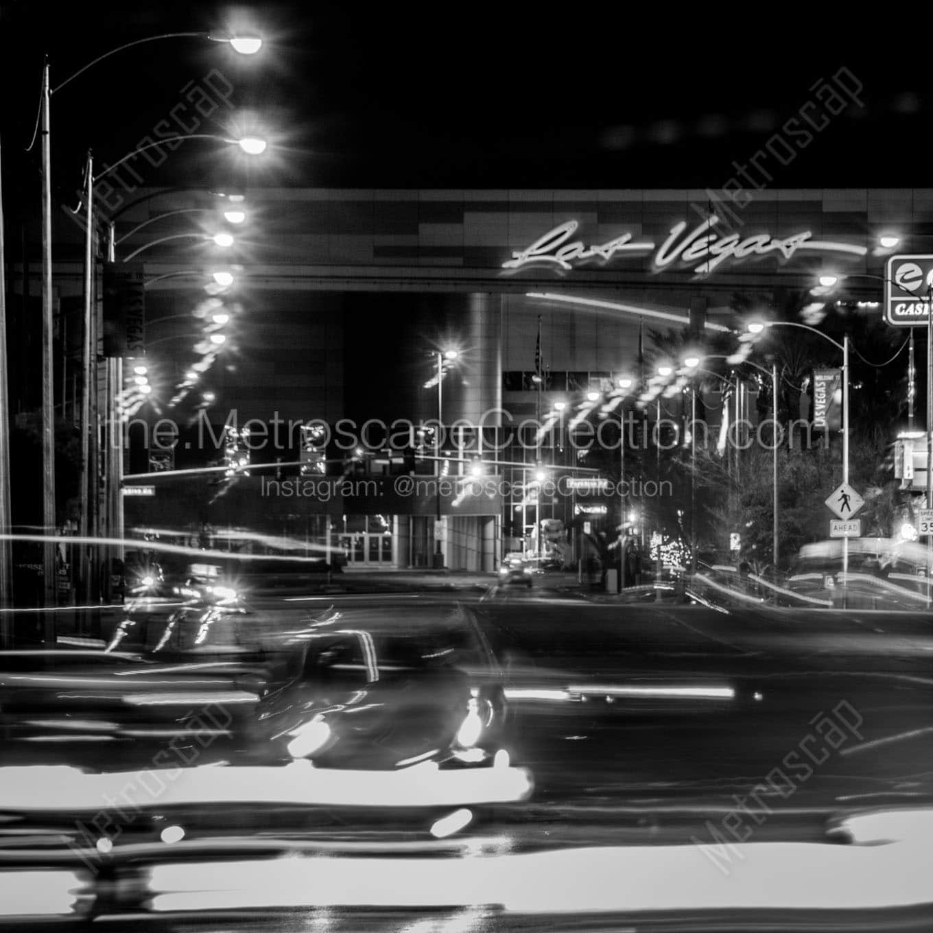 las vegas convention center at night Black & White Wall Art