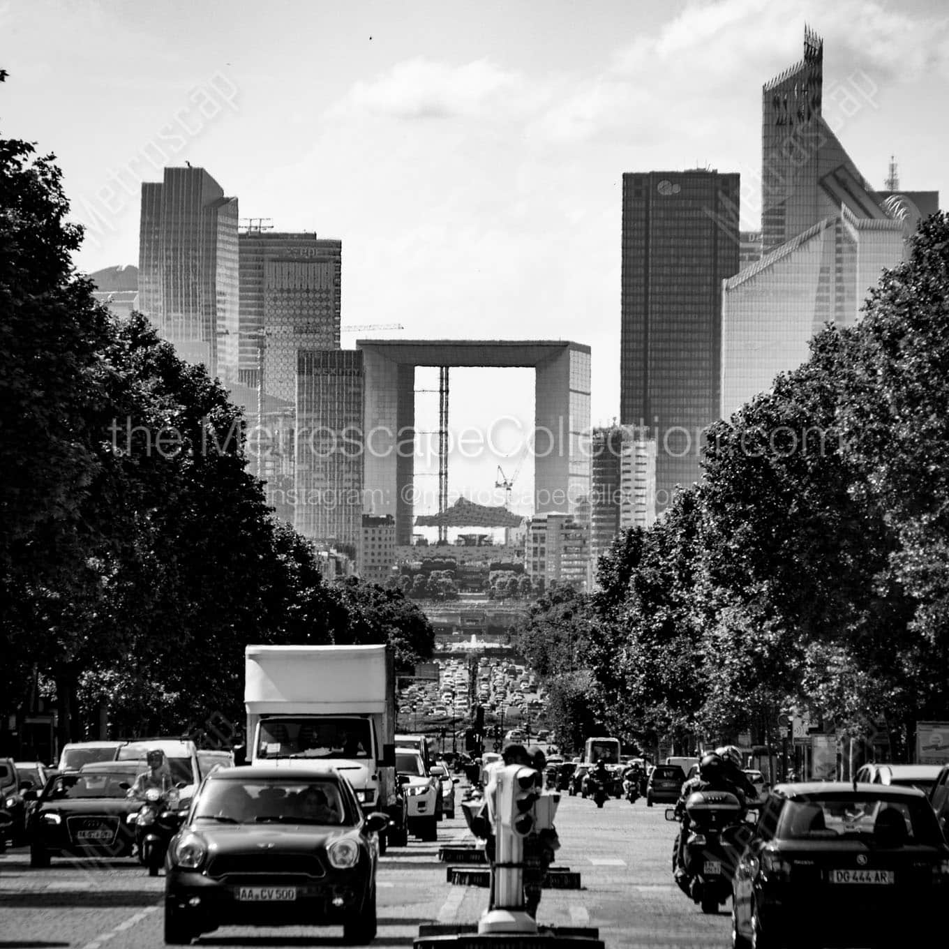 le defense from champs elysees Black & White Wall Art