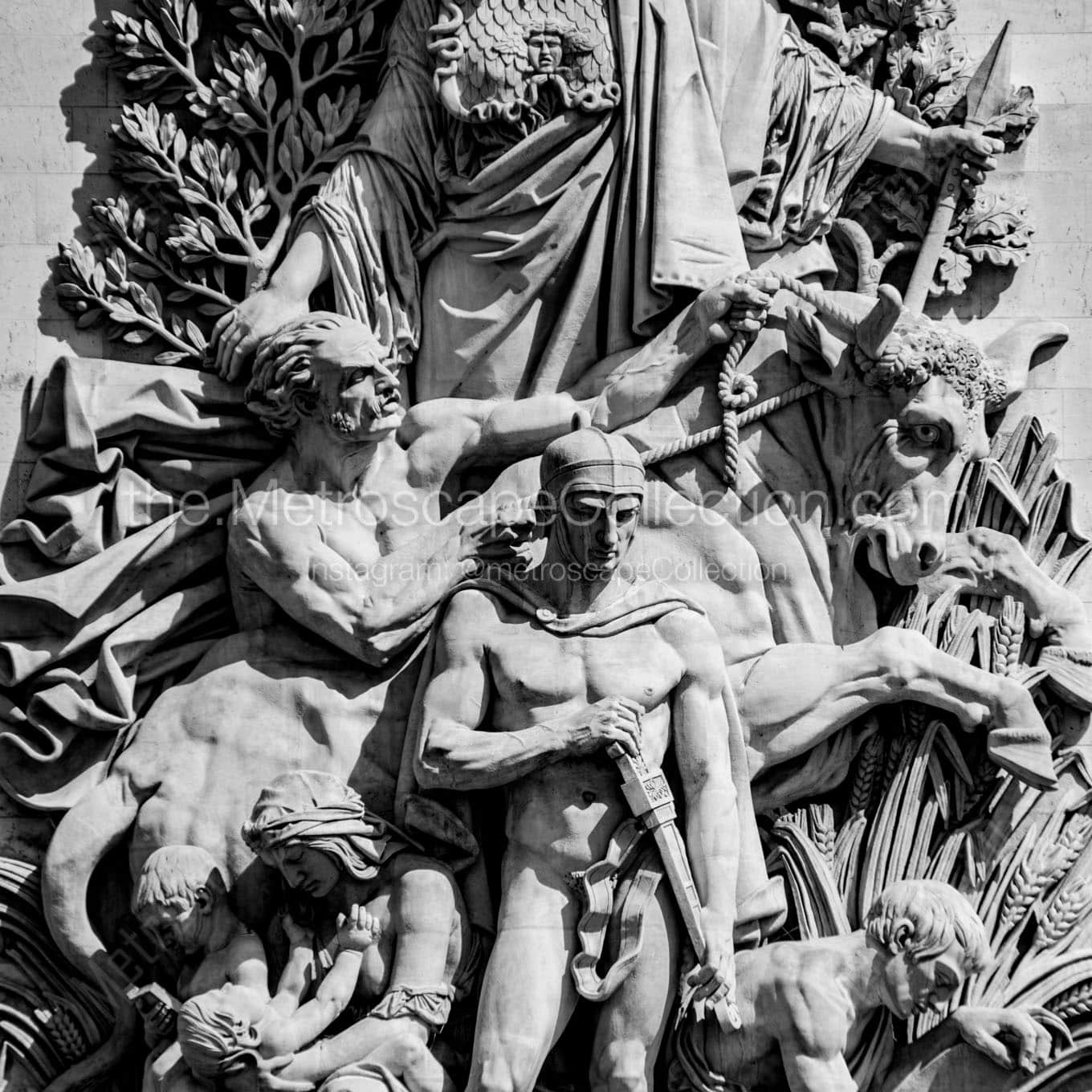 le paix relief on arc de triomphe Black & White Wall Art