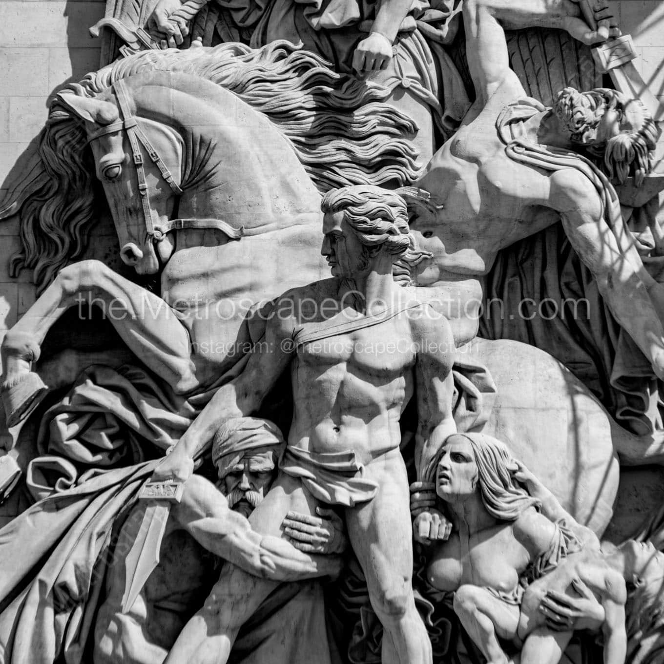 le resistance relief on arc de triomphe Black & White Wall Art