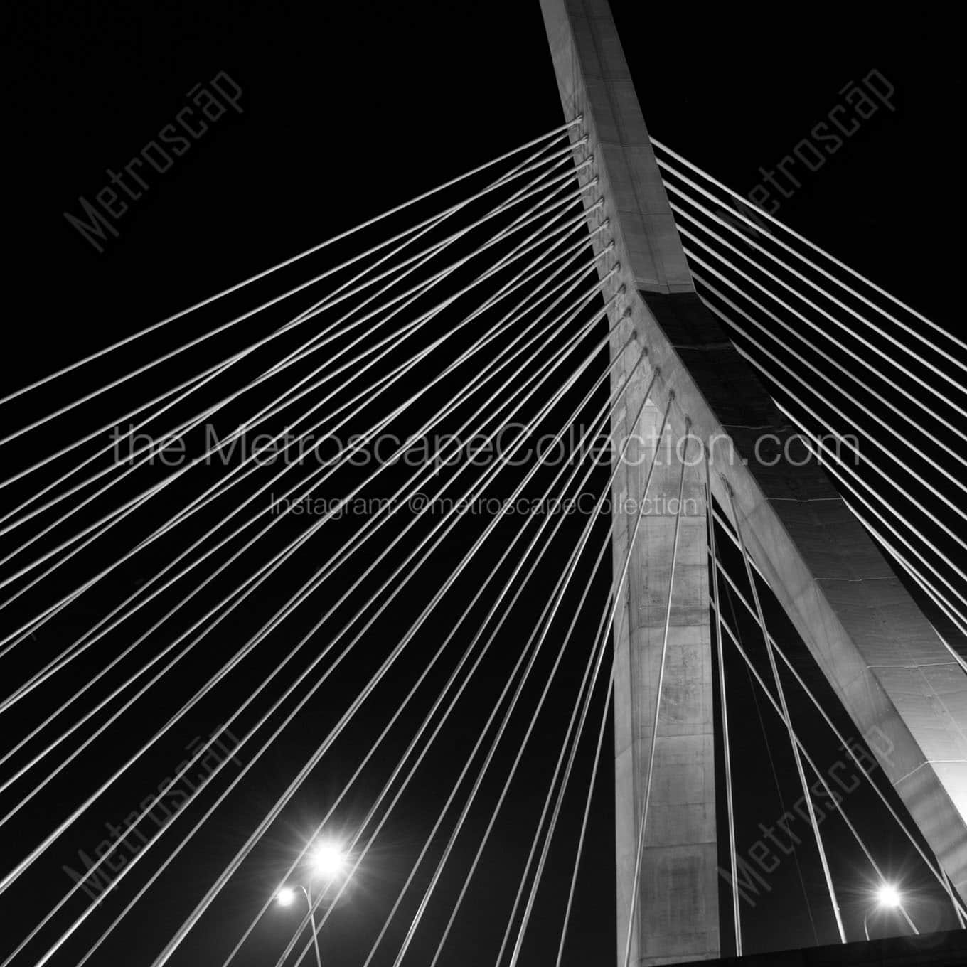 leonard zakim bunker hill bridge Black & White Wall Art