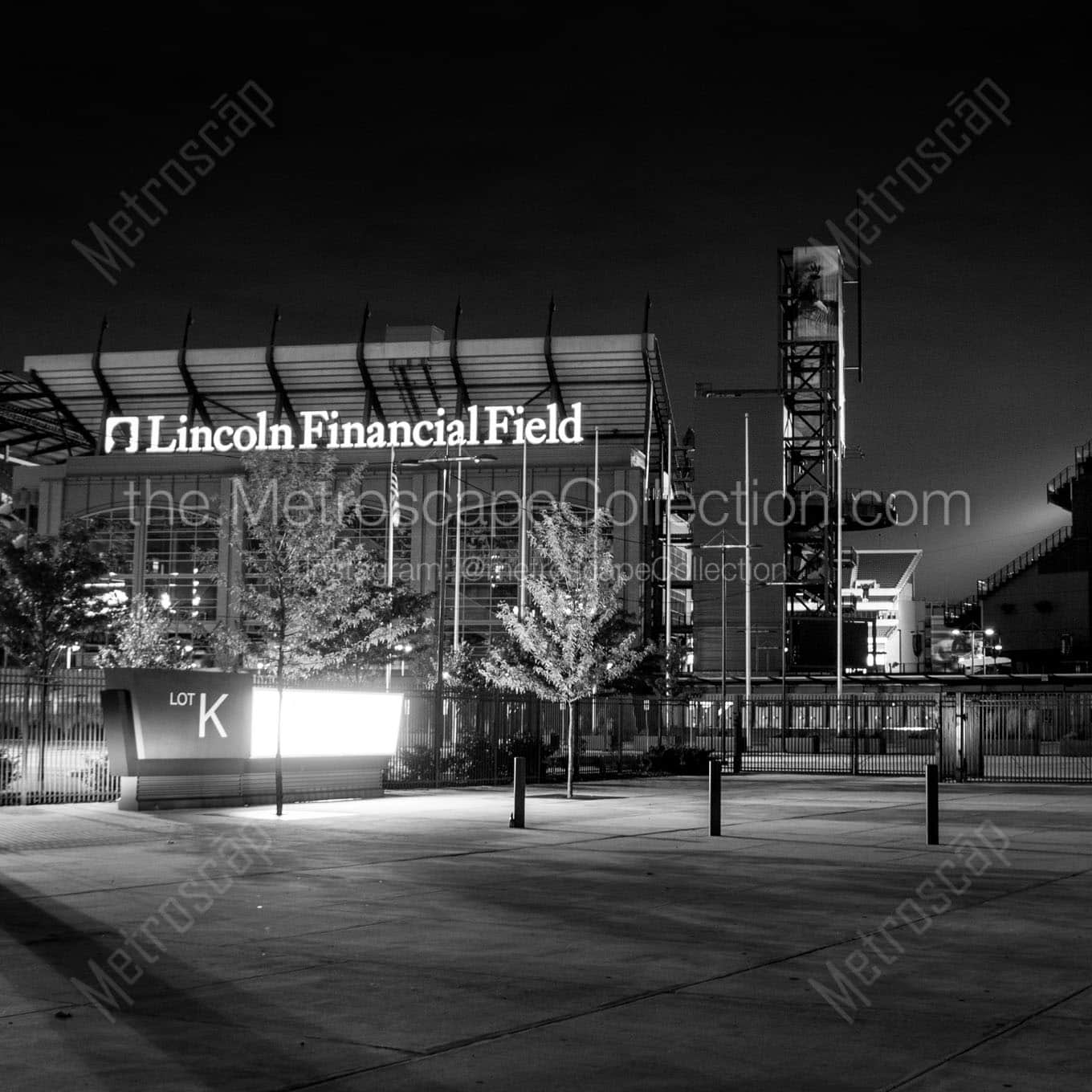 lincoln financial field at night Black & White Wall Art