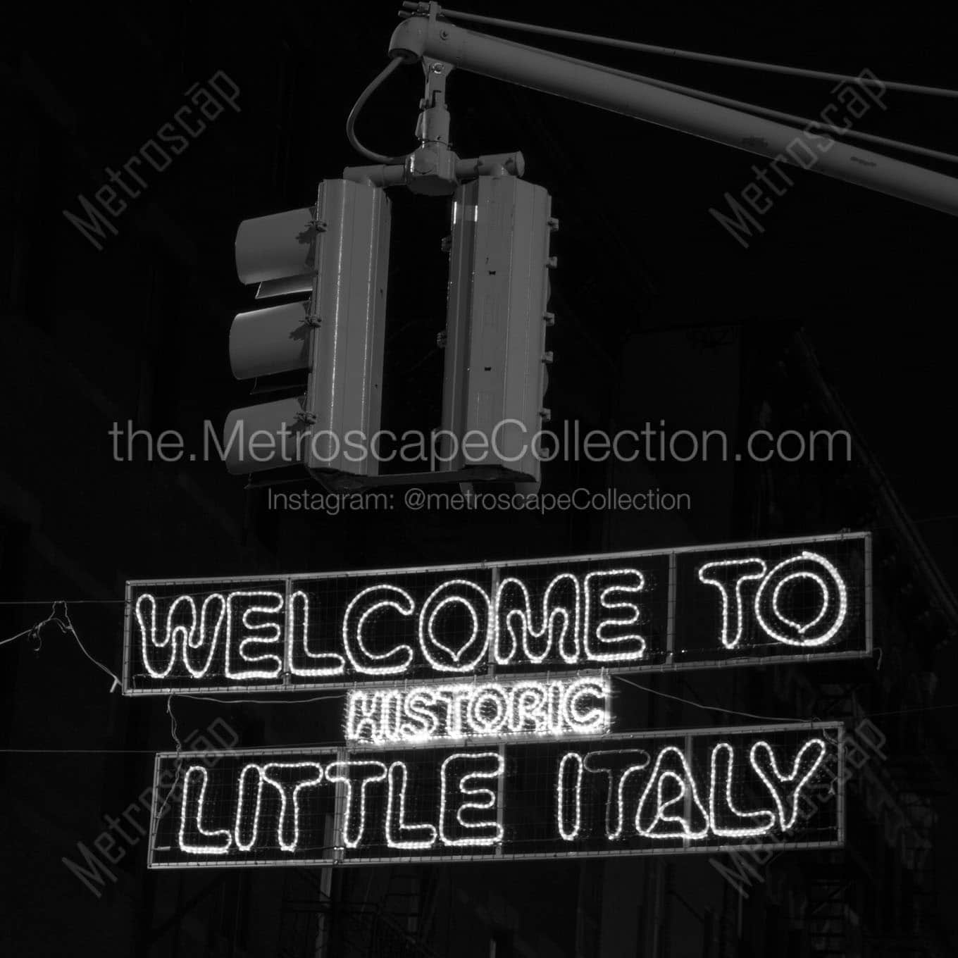 little italy sign Black & White Wall Art