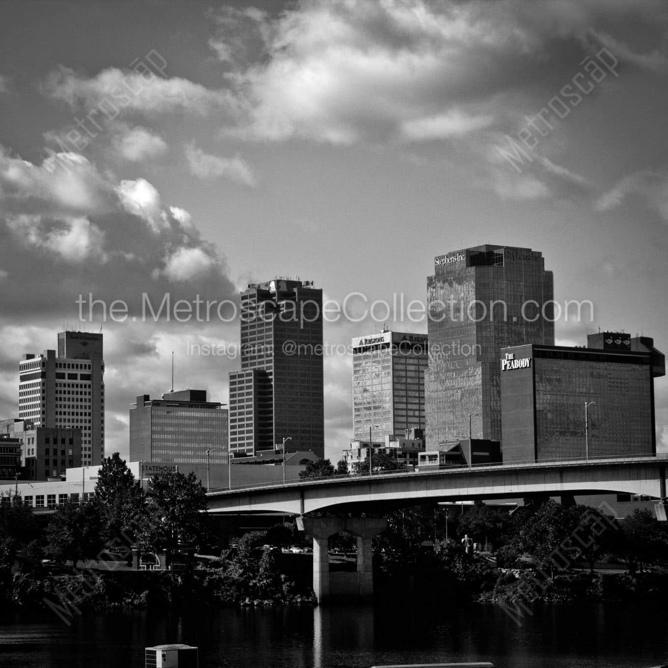 little rock skyline Black & White Wall Art