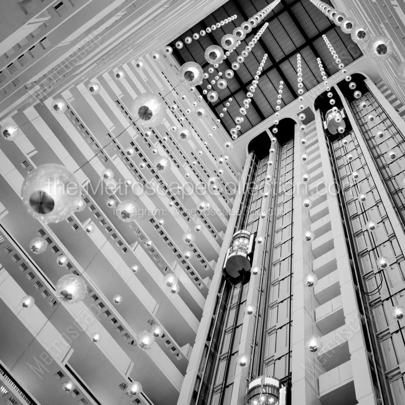 lobby of downtown nashville sheraton Black & White Wall Art