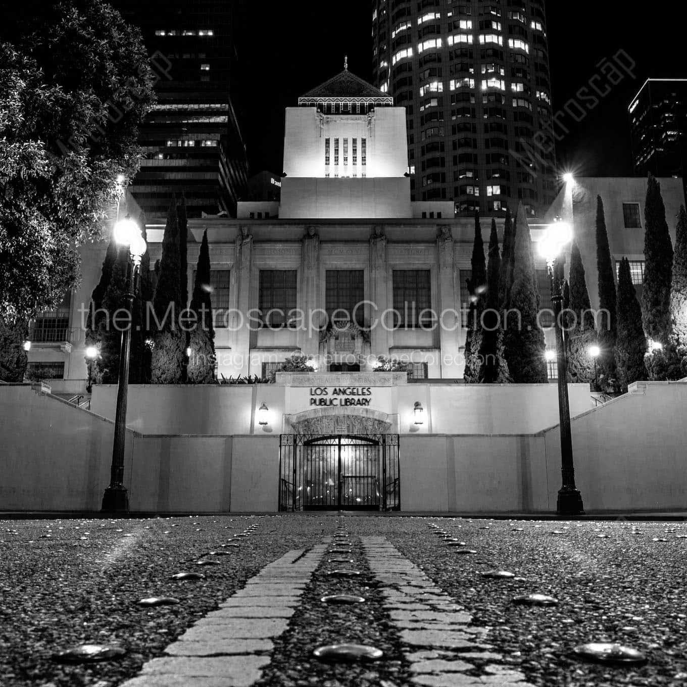 los angeles public library Black & White Wall Art