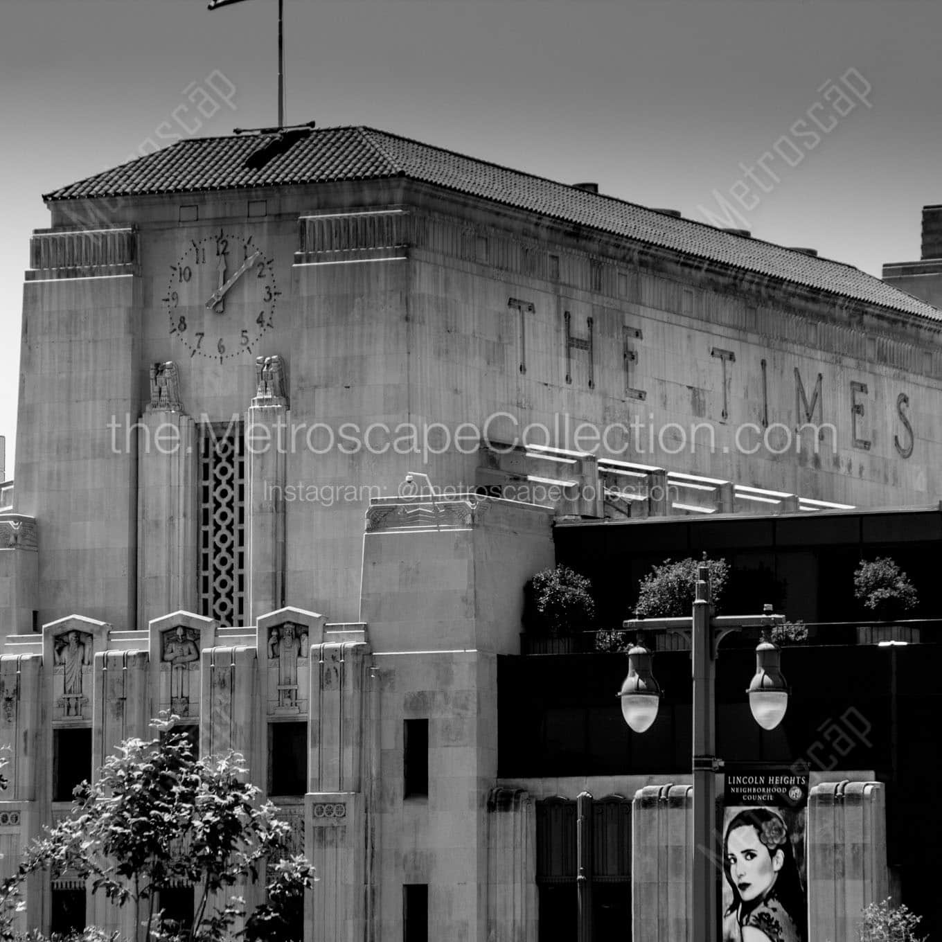 los angeles times building Black & White Wall Art