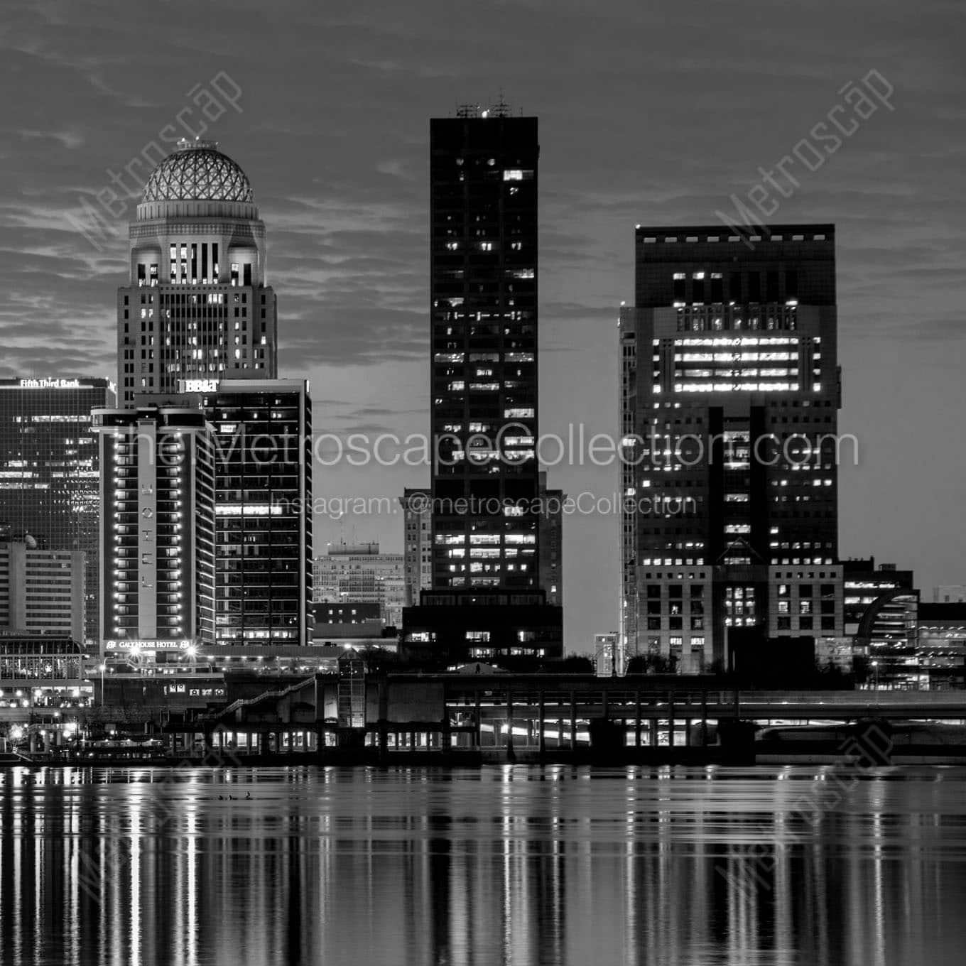 louisville skyline ohio river Black & White Wall Art