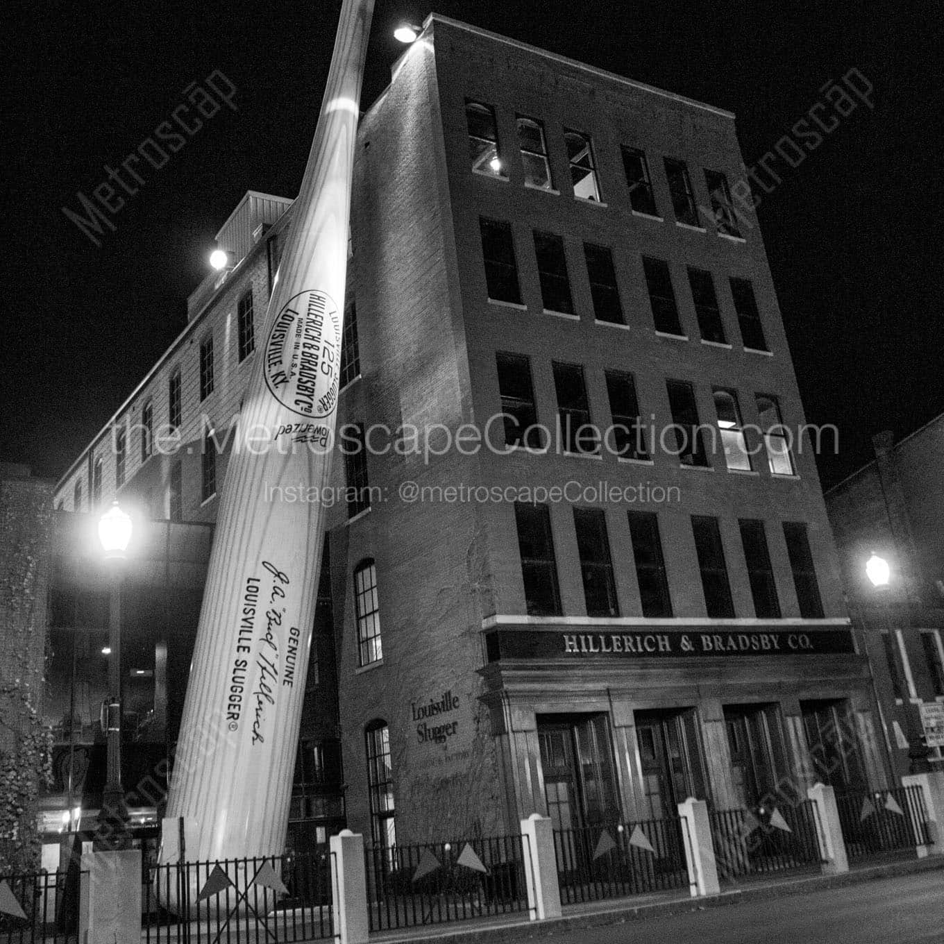 louisville slugger museum at night Black & White Wall Art