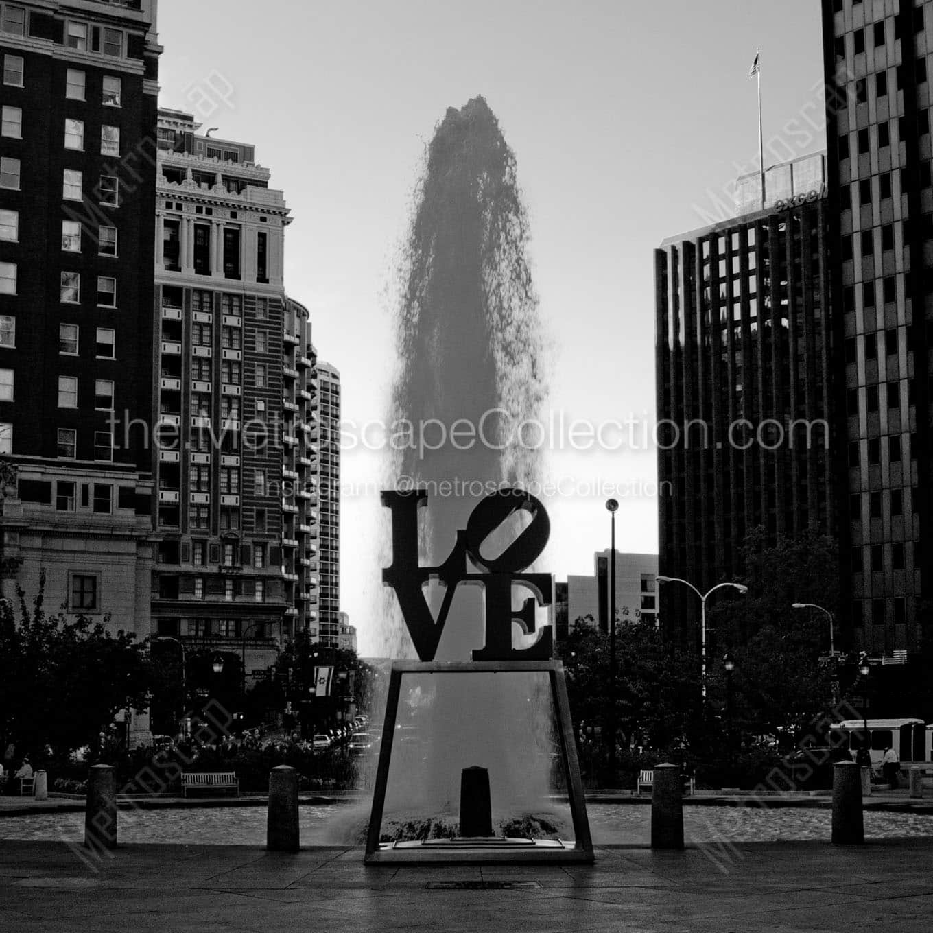 love sculpture at dusk Black & White Wall Art