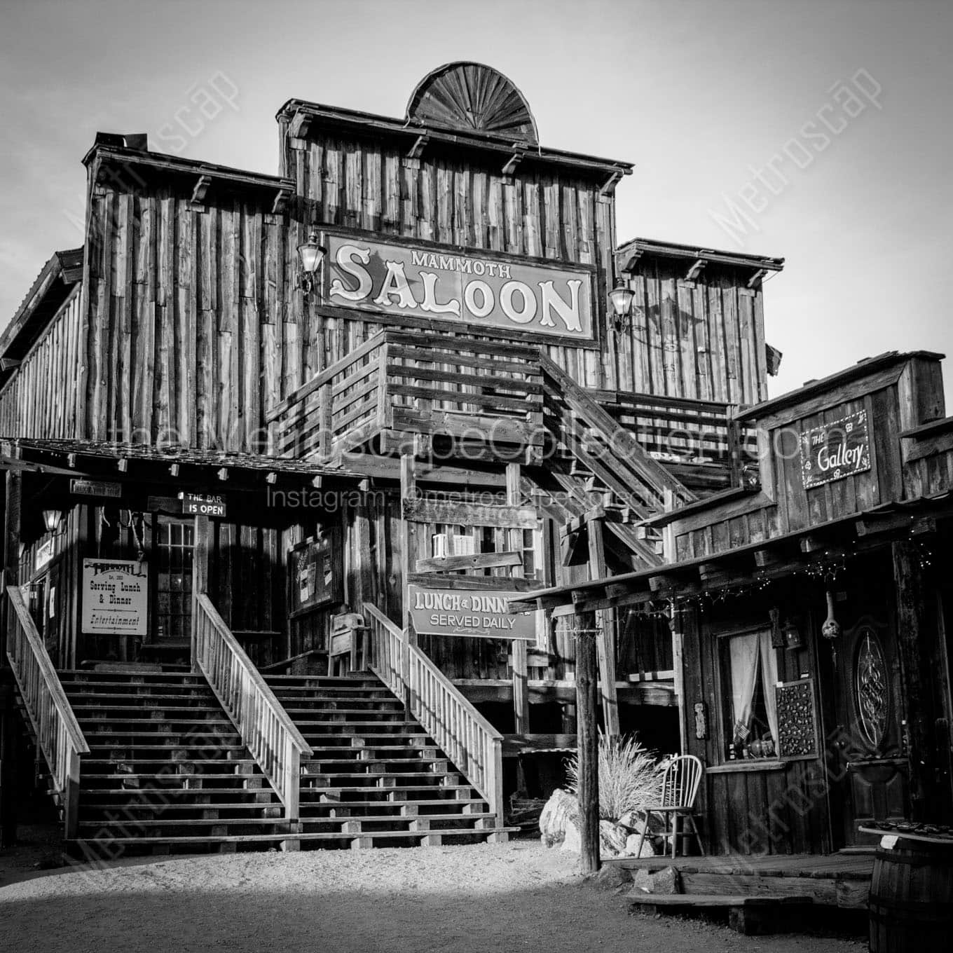 mammoth ghost town saloon Black & White Wall Art