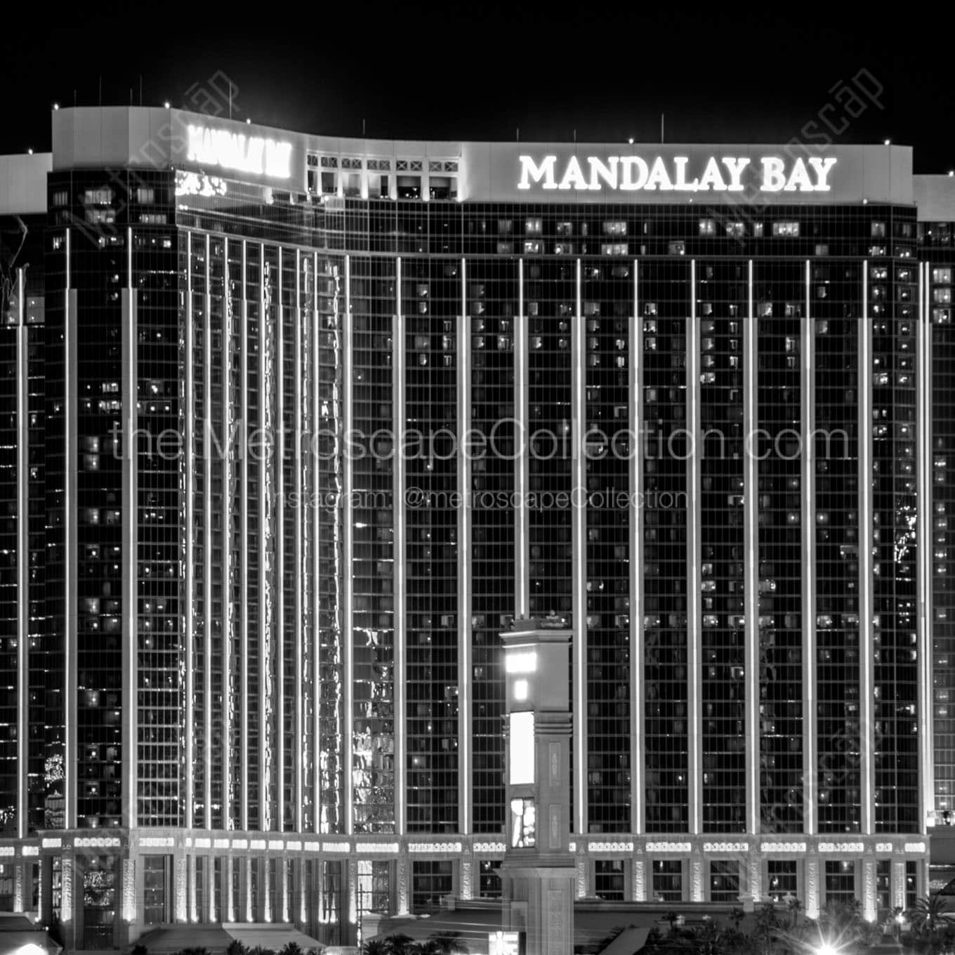 mandalay bay at night Black & White Wall Art