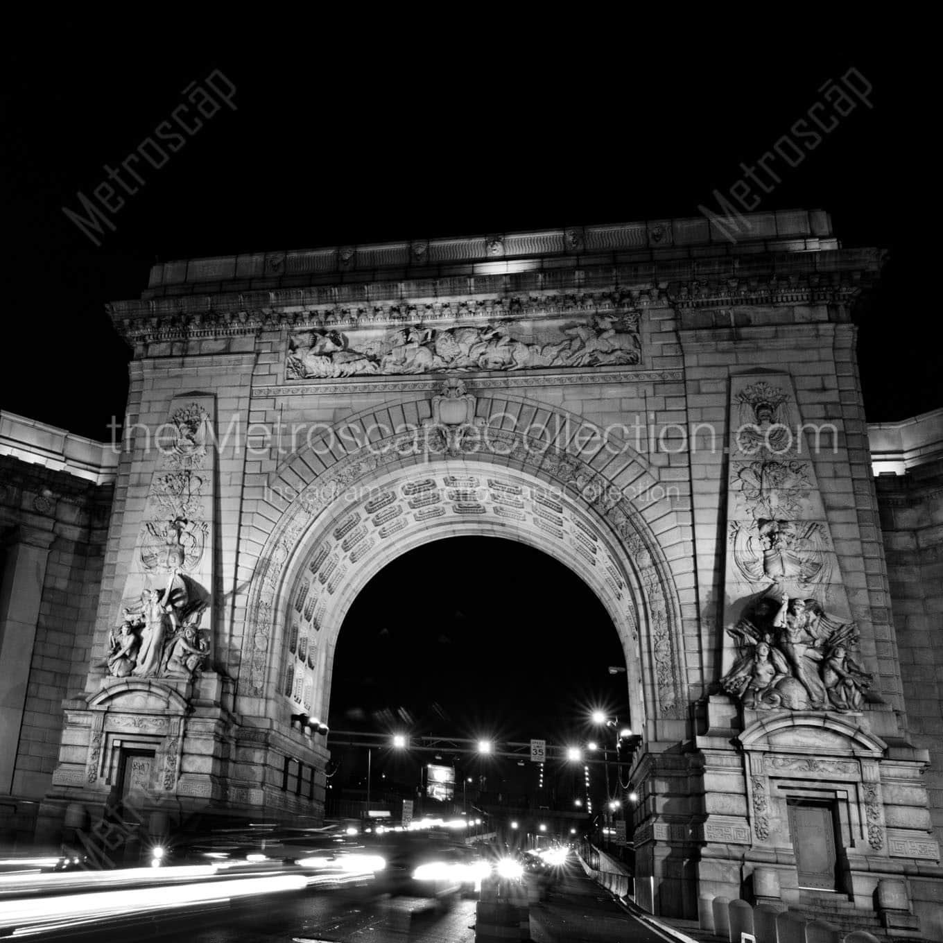 manhattan bridge arch grand entrance Black & White Wall Art