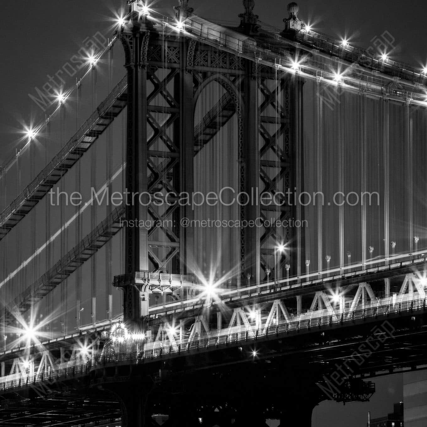 manhattan bridge at night Black & White Wall Art