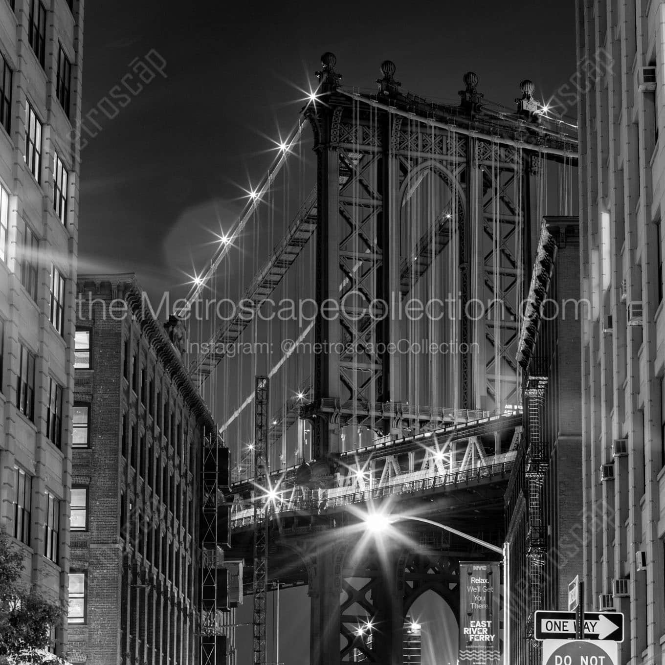 manhattan bridge washington street brooklyn Black & White Wall Art