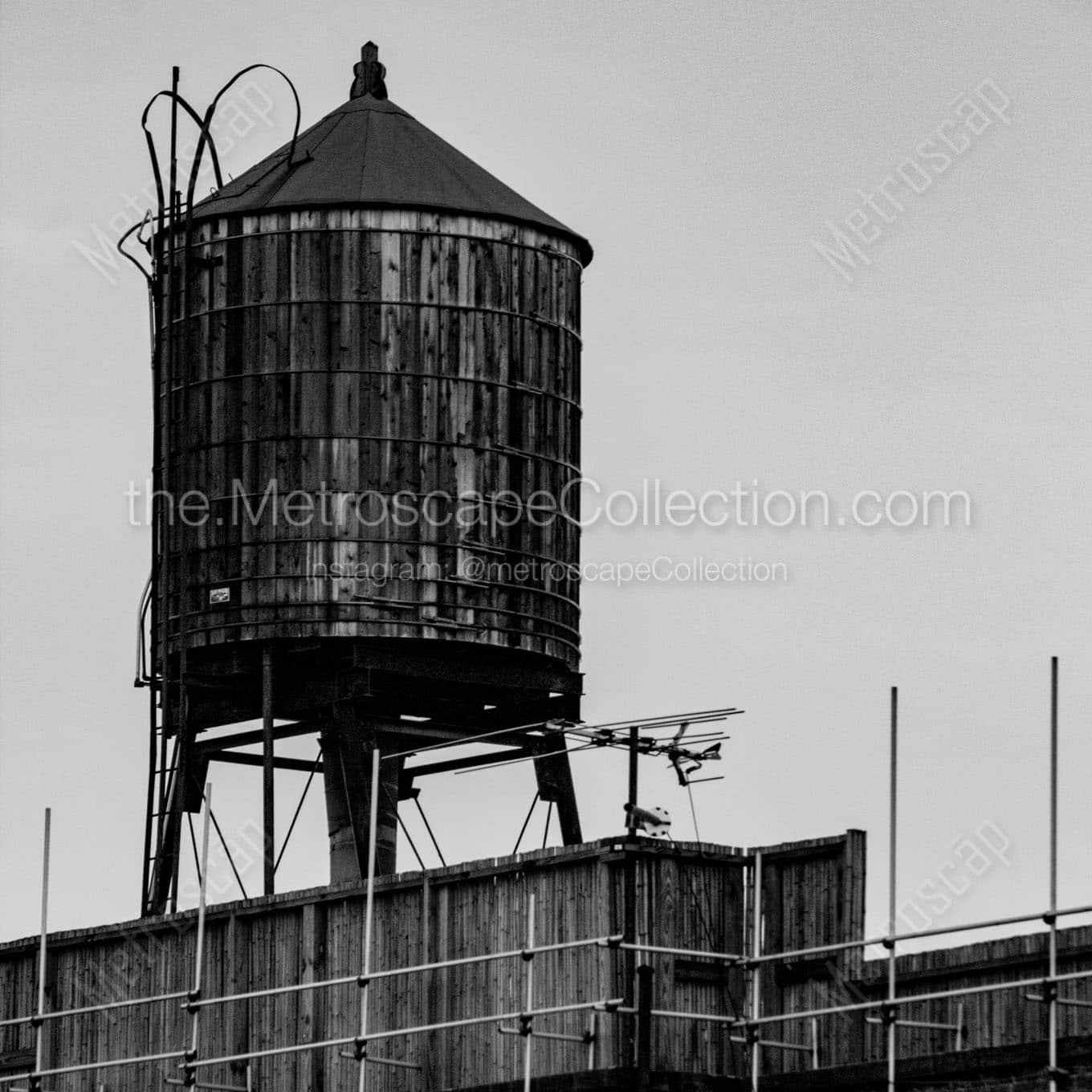 manhattan water tank Black & White Wall Art