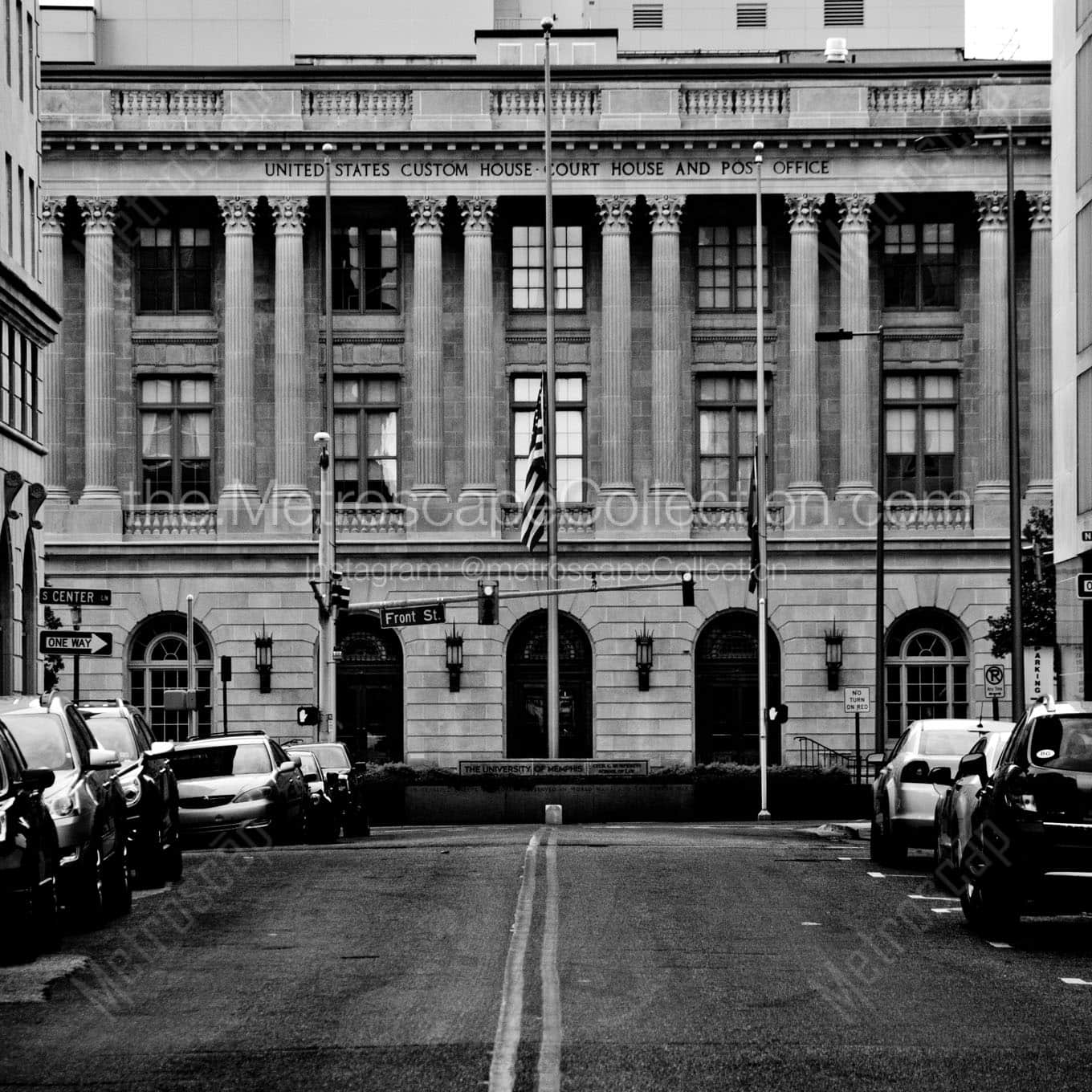 memphis custom hosue court house Black & White Wall Art