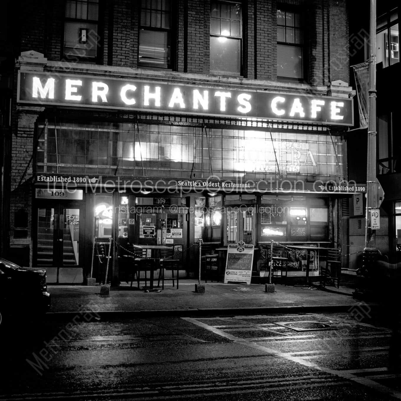merchants cafe seattles oldest restaurant Black & White Wall Art