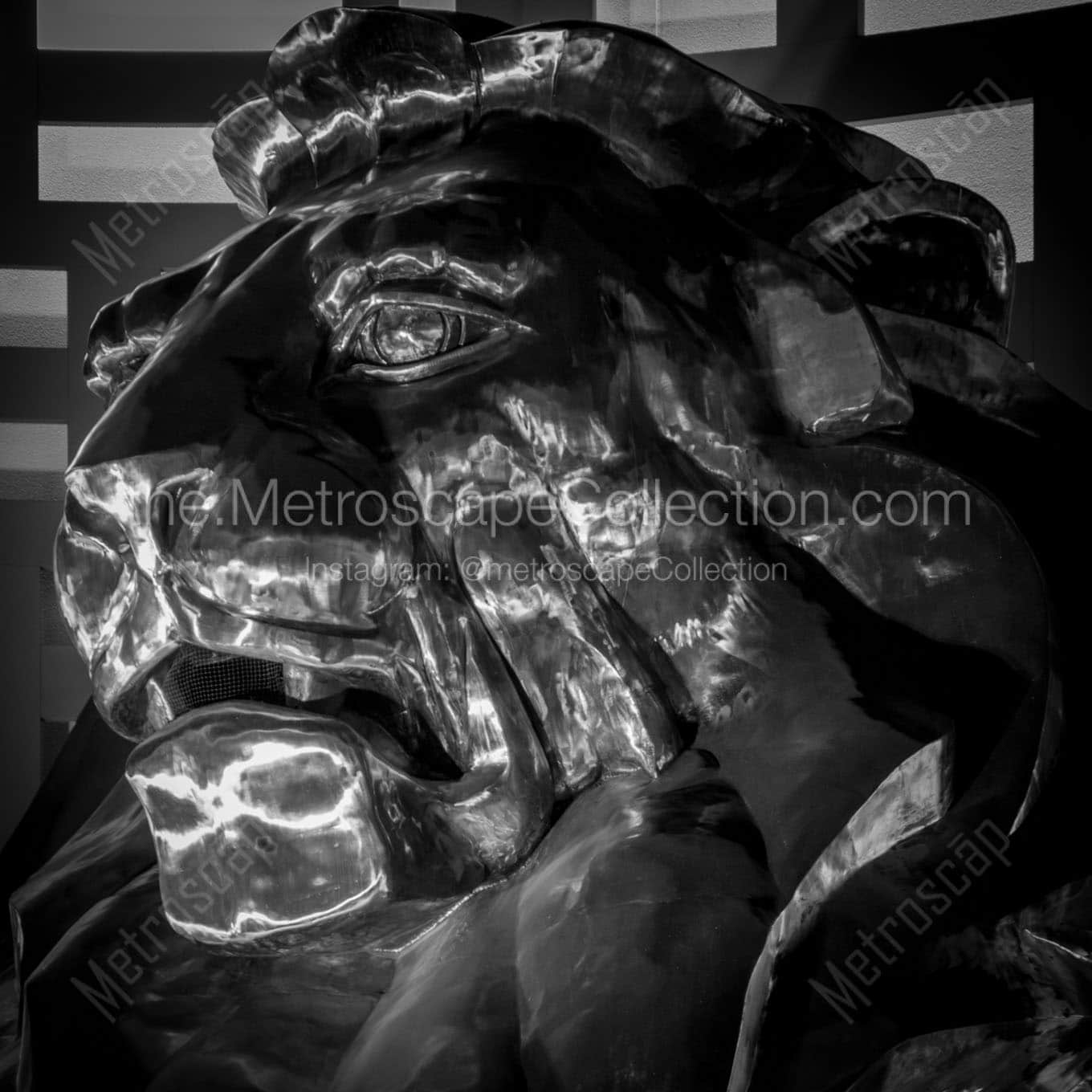 mgm grand lion at night Black & White Wall Art