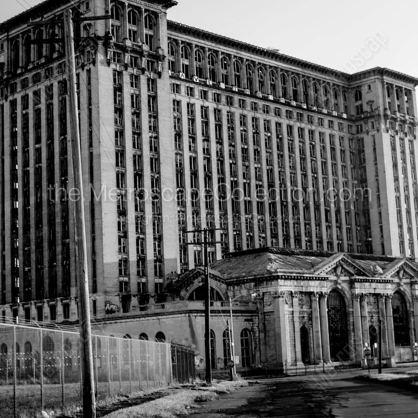 michigan central train station Black & White Wall Art