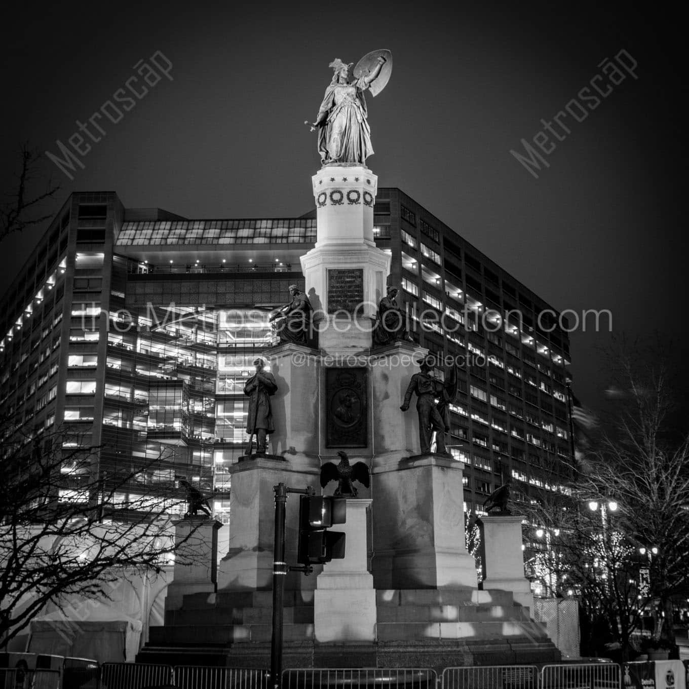 michigan soldiers sailors monument campus martius Black & White Wall Art