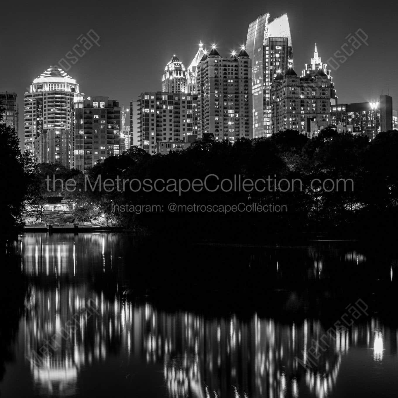 midtown atlanta skyline Black & White Wall Art