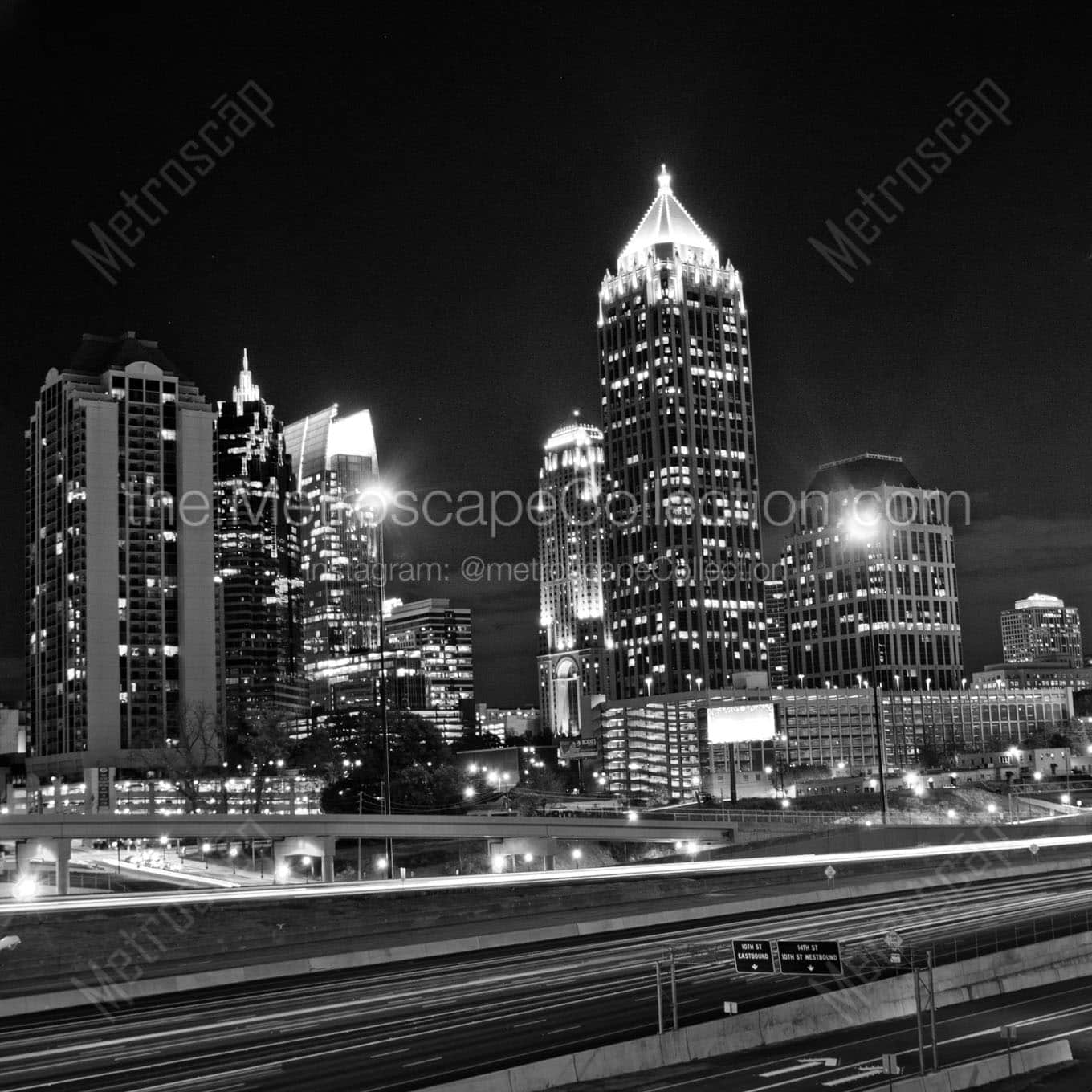 midtown atlanta skyline Black & White Wall Art