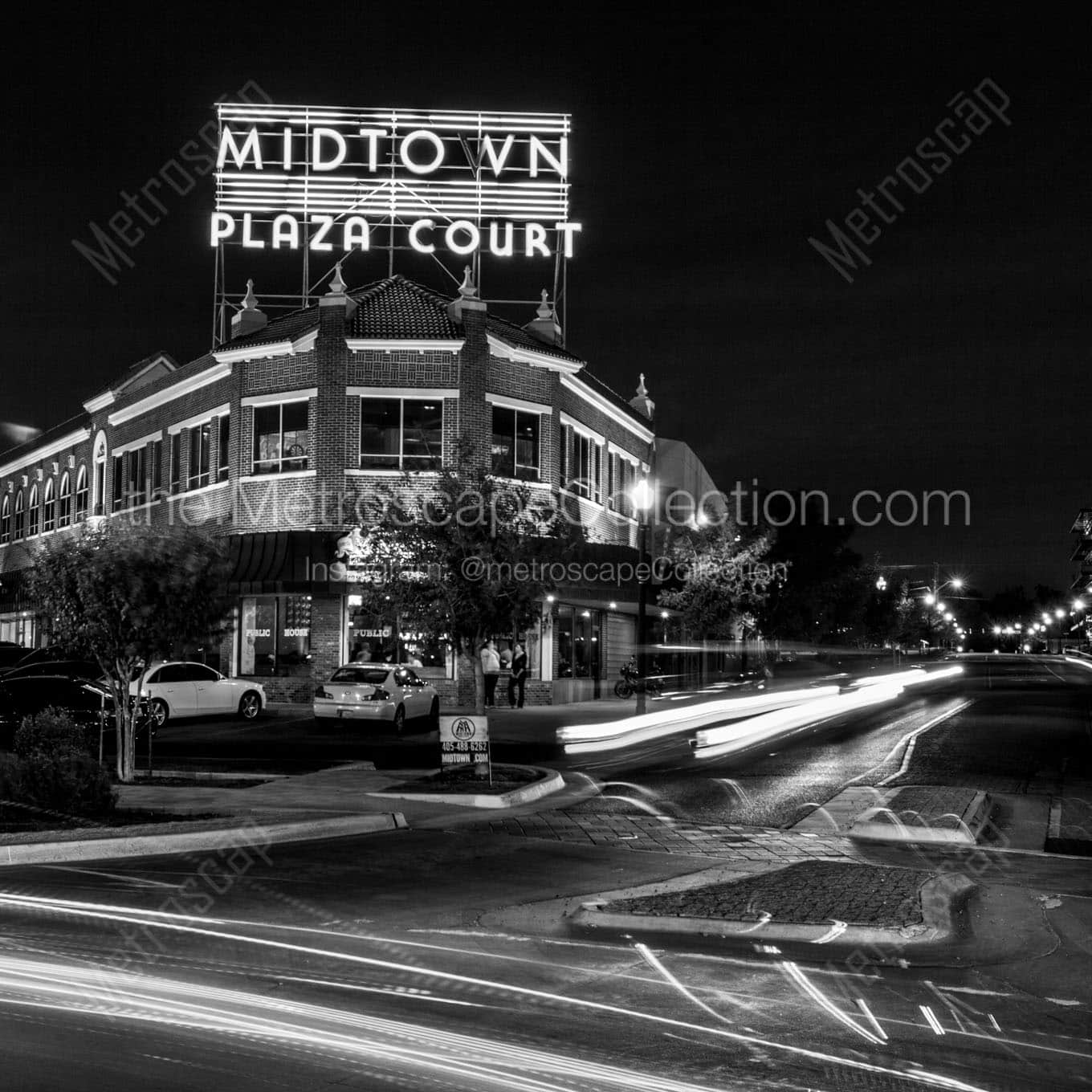 midtown plaza court at night Black & White Wall Art