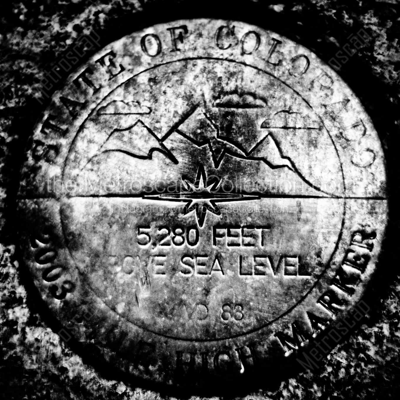 mile high marker on capitol steps Black & White Wall Art